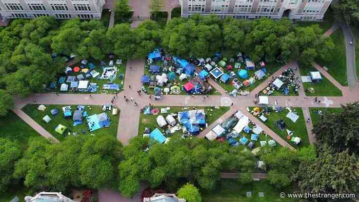 UW Sends Barricades and Cops to Gaza Encampment Protest