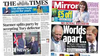 The Papers: 'Starmer splits party' and 'no Royal reunion'