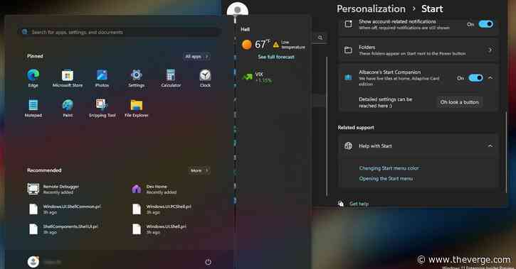 Microsoft is testing a new Windows 11 Start menu with floating widgets