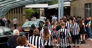 Mourners wear black and white to pay respects at funeral of Newcastle United fan Kai Heslop