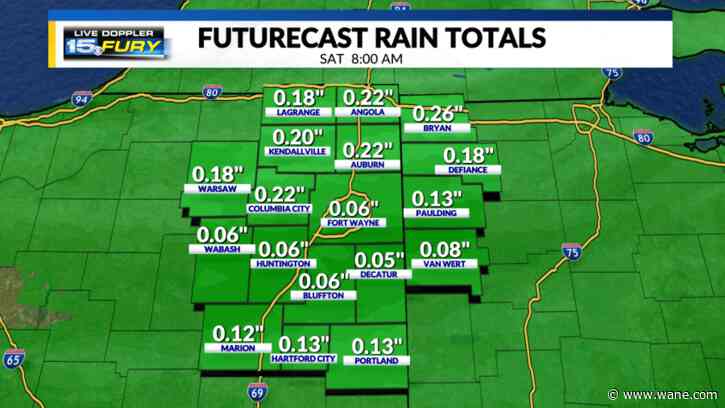Early morning rain followed by a windy Saturday