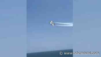 Two jets touch wings while performing in Fort Lauderdale Air Show