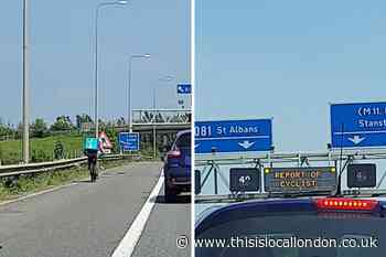 Viral TikTok video of cyclist with Deliveroo bag on M25