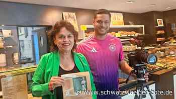 EM-Aktion  in Nagold: Mike Kübler dreht DFB-Clip für Bäckertüten-Leak von Chris Führich