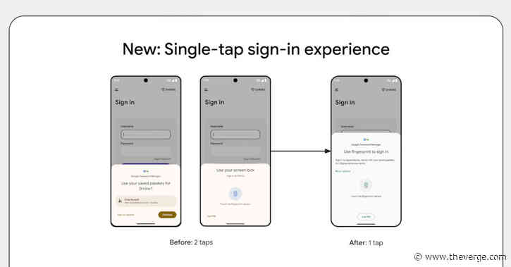 Single-tap passkeys are coming to Android 15