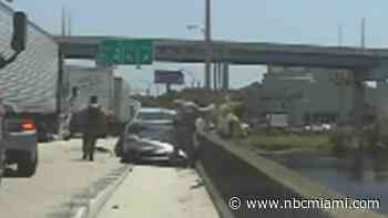 Dash camera video shows Miami-Dade chase that ended with woman jumping into lake