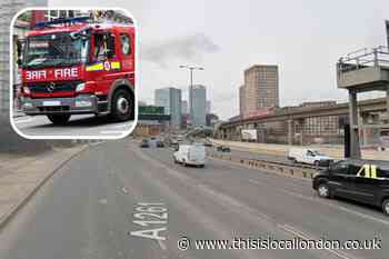 Aspen Way crash near Blackwall Tunnel: Car destroyed in fire