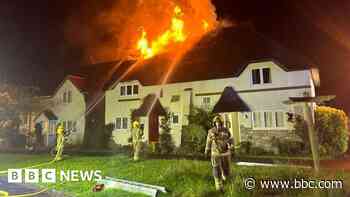 Thatched cottages catch fire after lightning strike