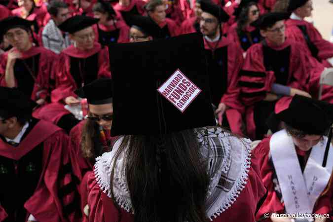 Group of graduates walk out of Harvard commencement chanting ‘Free, free Palestine’