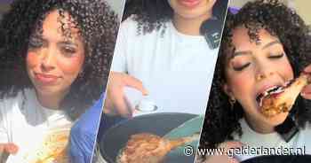 TikTokker Isabelle (20) gaat viral met video waarin ze kip bakt en eet in de trein: ‘Niet de bedoeling’