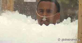 Swiss athlete attempts world record in Calgary for longest ice bath