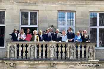 Westfälischer Friedenspreis: Macron und Steinmeier auf dem Sentenzbogen