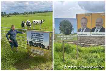 Boer Stijn (34) en z’n collega’s ‘danken’ N-VA met eigen verkiezingsborden: “We plaatsen ze in heel West-Vlaanderen”