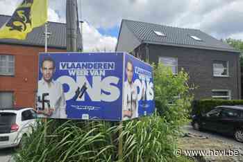 Verkiezingsaffiches van Tom Van Grieken beklad met hakenkruisen