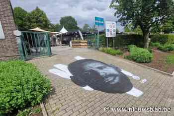 Het portret van Matz Sels pronkt in zijn geboortedorp Lint