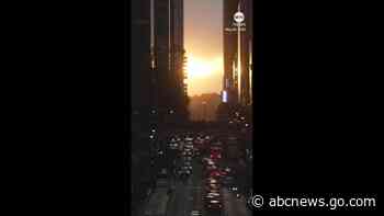 WATCH:  Crowds gather to witness biannual Manhattanhenge in New York City