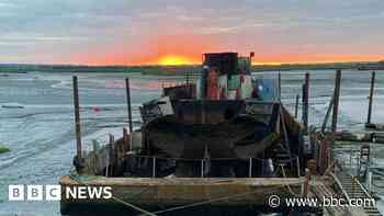 Firefighters tackle blaze on scrap boat
