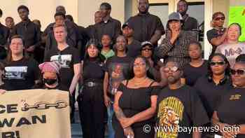 Protesters gather at police department in response to video showing officers striking minor