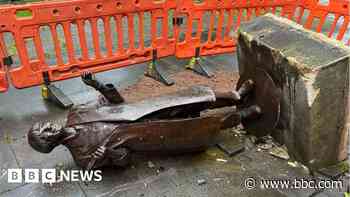 Stand-up knocked down: Victoria Wood statue hit by car