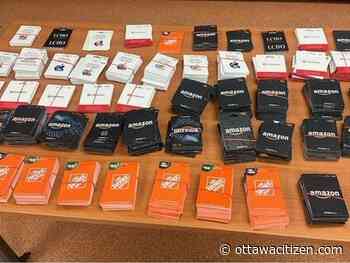 Three men arrested, almost 1,500 gift cards recovered in Napanee shoplifting case