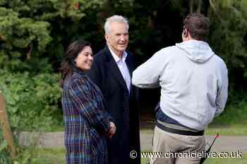 Jill Halfpenny and Larry Lamb film in Heaton as Channel 5 drama takes over park