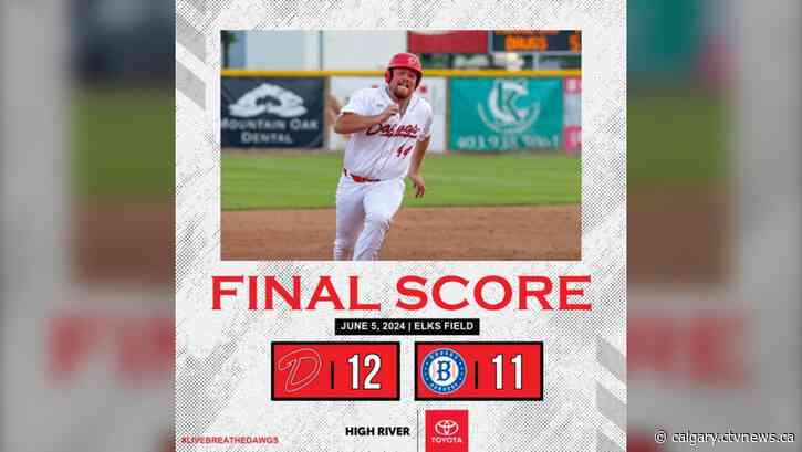 Okotoks Dawgs win eighth in row to open season, topping Bombers 12-11