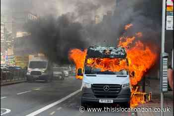 RECAP: Finchley Road fire: Van in flames next to bus stop