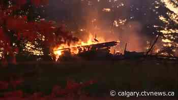 Rocky View County fire crews battle out-of-control grass fire near Springbank