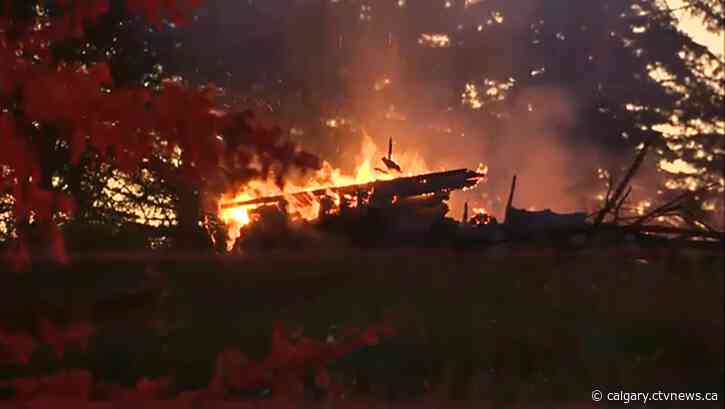 Rocky View County fire crews battle blaze near Springbank