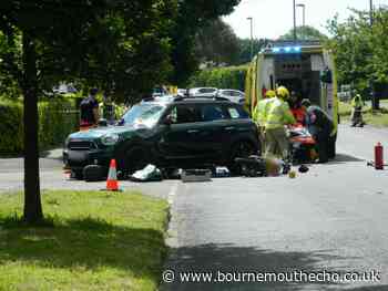 Serious crash involving motorbike and car shuts road