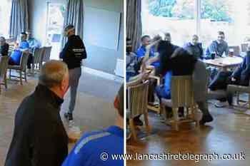 Moment cricketer runs into chairs whilst playing virtual reality game