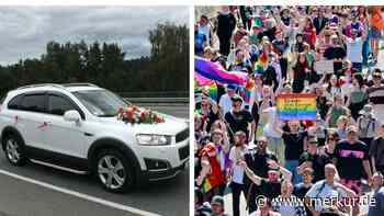 Verzweifelter Bräutigam strandet mit Auto mitten in CSD-Umzug – Polizei wird zum Hochzeits-Retter