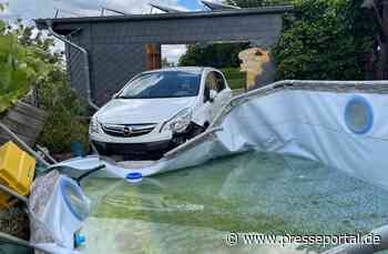 LPI-NDH: Verkehrsunfall - durch den Carport in den Pool