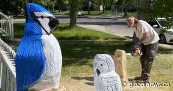 Calgary chainsaw carver crafting custom Father’s Day gifts