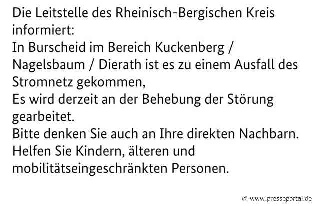 FW Burscheid: Beschädigte Gasleitung sorgt für Großeinsatz und Stromausfall