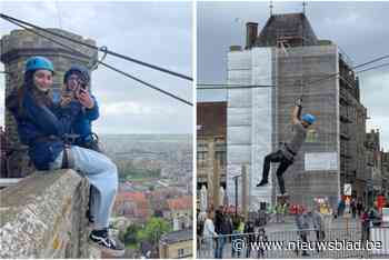 “Springen van een kerktoren, dat is een kwestie van durven”: waaghalzen testen tijdelijke deathride boven stadscentrum