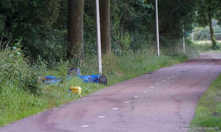 Drugsafval gedumpt, politiehelikopter boven Duiven