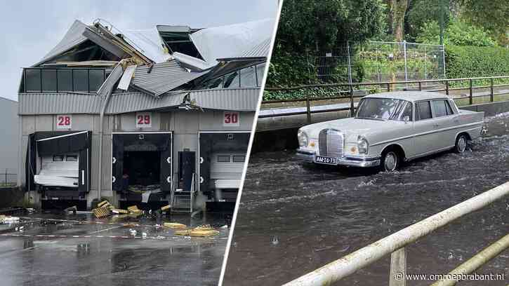 Wateroverlast: dak distributiecentrum ingestort en tunnel onder water