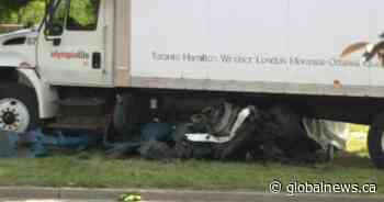 Woman dead after car crushed by truck in Markham, driver faces impaired charge