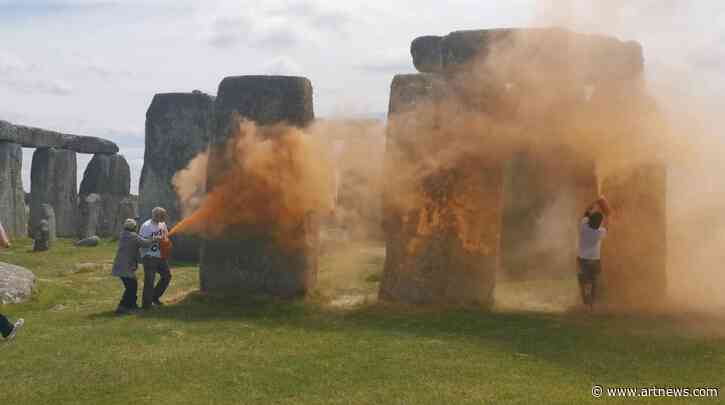 Climate Change Protesters Arrested After Spraying Stonehenge with Orange Paint