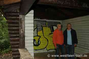 Ärger über Graffitis in der Schutzhütte im Katzenholz Spenge