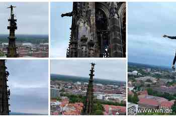 Lebensgefährliche Kletteraktion auf Lambertikirche - und keiner hat‘s bemerkt