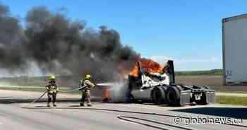 No injuries reported after semi-tractor trailer fire along QEII: RCMP