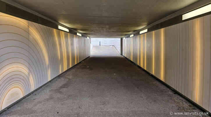 Record themed light display brightens Hayes and Harlington station subway