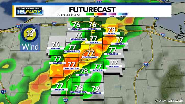 Heavy rain, thunderstorms pushing through before dawn