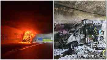 Wohnmobil brennt in Unterführung bei Kiefersfelden lichterloh – war es Brandstiftung?