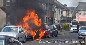 Cowper Road, Rainham fire: Mercedes engulfed in fireball