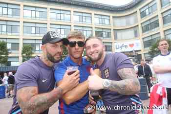 Hundreds of fans celebrate England reaching the next round of Euro 2024 at Newcastle fan zone