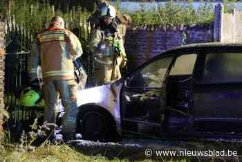 Auto brandt uit op oprit