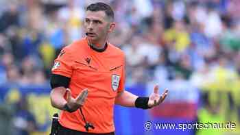 Englischer Schiedsrichter Michael Oliver pfeift Achtelfinale Deutschland gegen Dänemark